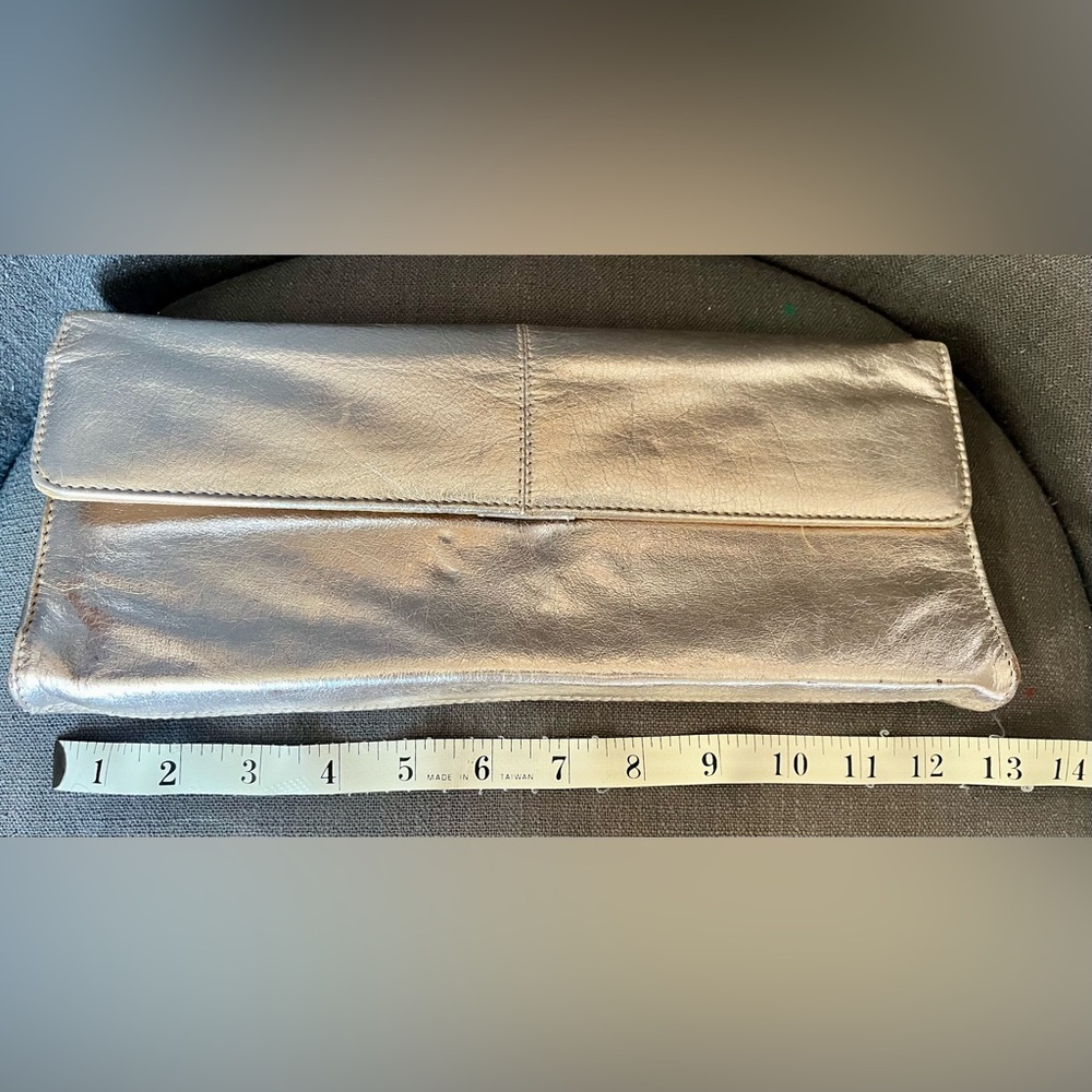 Silver Rectangular Leather Clutch. Excellent condition. - Picture 2 of 7